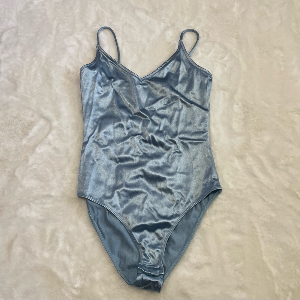 Topshop Blue Metallic Bodysuit